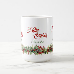 Elegantens klassiska vattenfärg Julkrans Kaffemugg