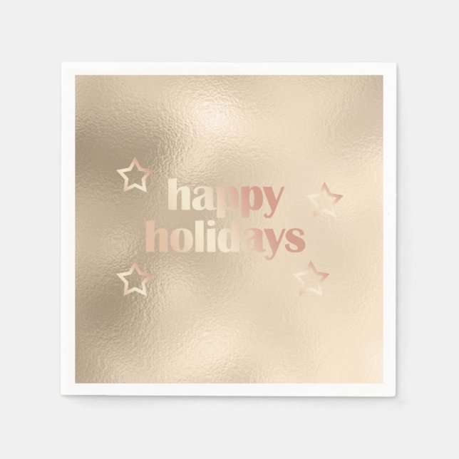 Elegantens kopparjul ro guld Glad helg Pappersservett (Framsidan)