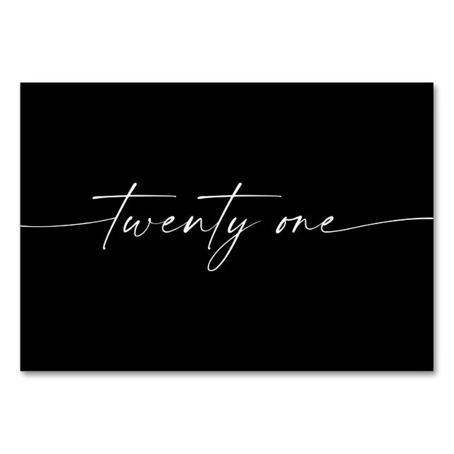 Elegantens lägsta Bord-skriptkort nummer 21 Bordsnummer (Framsidan)