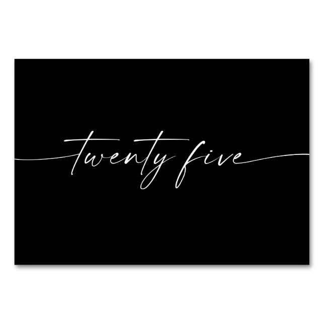 Elegantens lägsta Bord-skriptkort nummer 25 Bordsnummer (Framsidan)