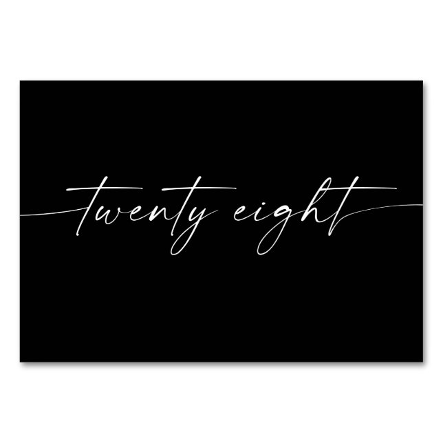 Elegantens lägsta Bord-skriptkort nummer 28 Bordsnummer (Framsidan)