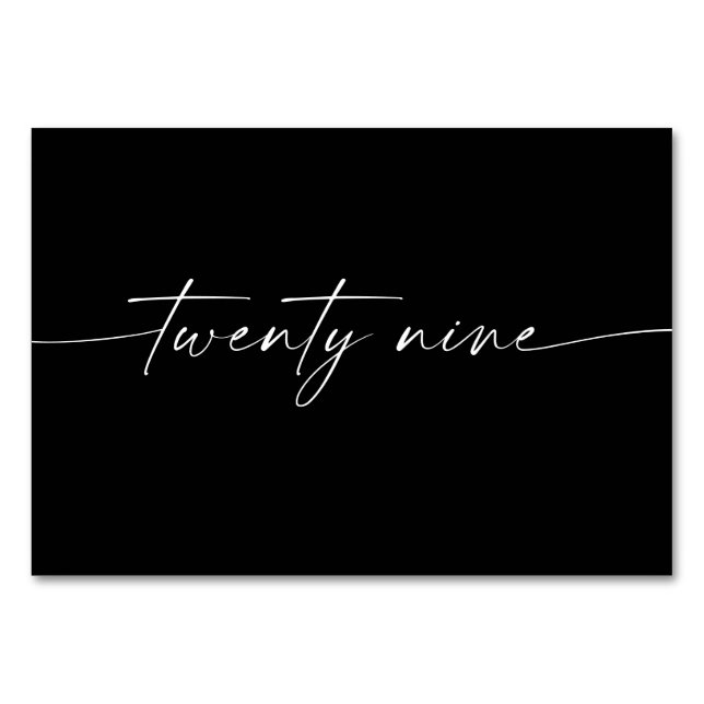 Elegantens lägsta Bord-skriptkort nummer 29 Bordsnummer (Framsidan)