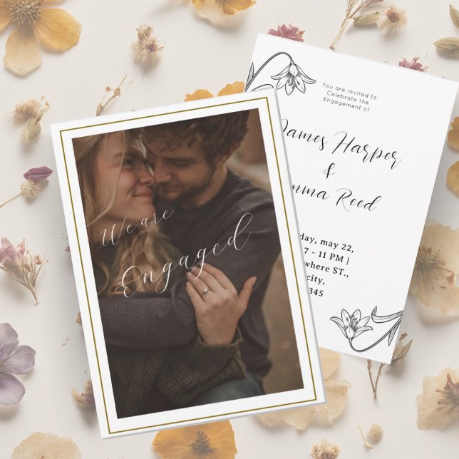 elegantens läskiga moderna fotoblommigt inbjudningar (elegant creamy modern photo floral invitation)