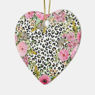 Elegantens leopard och blommigtens utformning julgransprydnad keramik