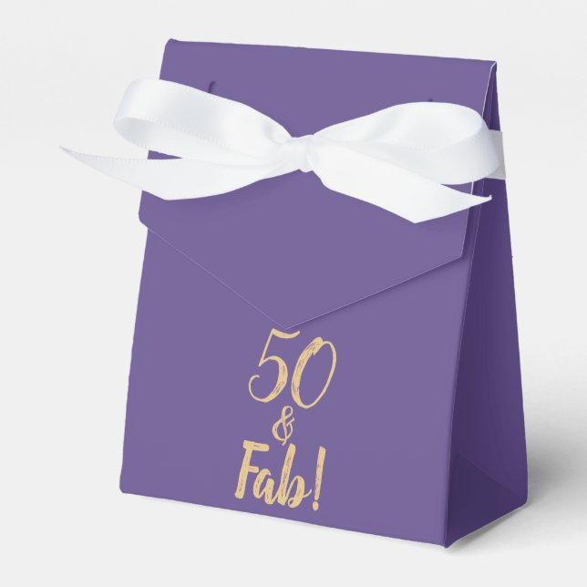 Elegantens Lila "50 & Fab!" 50:e födelsedagen Presentaskar (Framsidan Sidan)