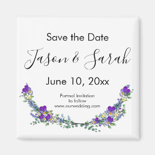 Elegantens lila bryter mot lavender SPARA DATUM Magnet