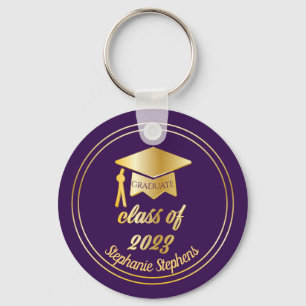 Elegantens Lila Guld 2023 Student Cap Studenten Nyckelring