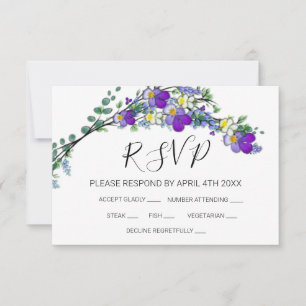 Elegantens Lila kränker vattenfärgen RSPV Cards OSA Kort