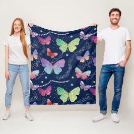 Elegantens Lila och blå ljusfjärilar Fleecefilt