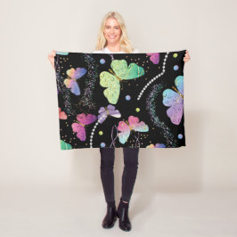 Elegantens Lila och blå ljusfjärilar Fleecefilt