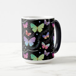 Elegantens Lila och blå ljusfjärilar Magisk Mugg