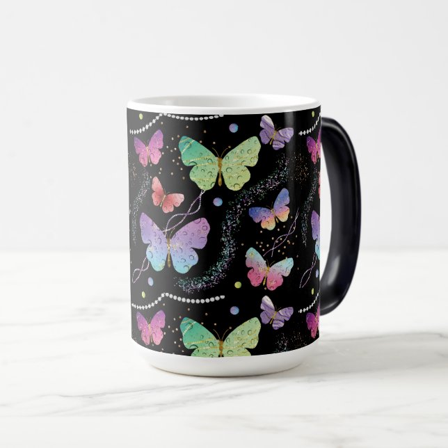 Elegantens Lila och blå ljusfjärilar Magisk Mugg (Framsida höger)