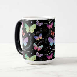 Elegantens Lila och blå ljusfjärilar Magisk Mugg