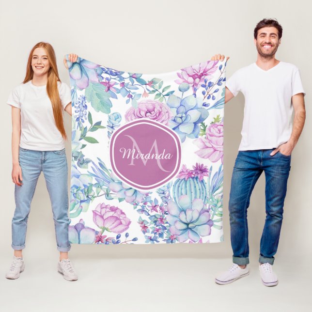 Elegantens Lila och blå, självklar Blommigt med Na Fleecefilt (På plats)