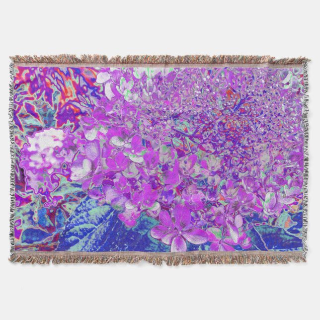 Elegantens Lila och Blue Limelight Hydrangea Filt (Framsidan)