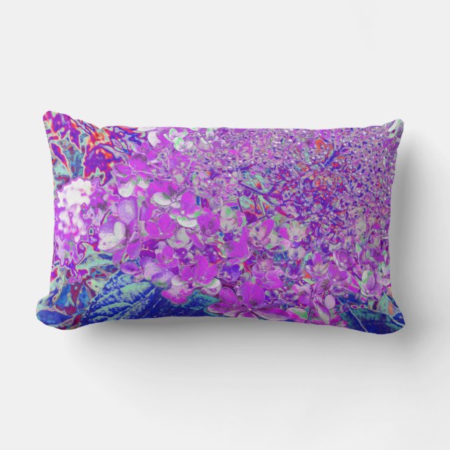 Elegantens Lila och Blue Limelight Hydrangea Lumbarkudde (Framsida)