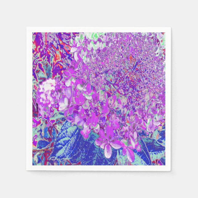 Elegantens Lila och Blue Limelight Hydrangea Pappersservett (Framsidan)