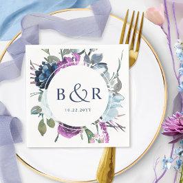 Elegantens Lila och Bröllop i den blå Blommigten Pappersservett