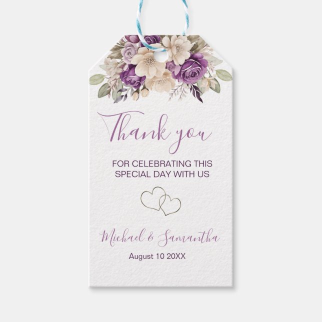 Elegantens Lila och Elfenbenskustens Bröllop Presentetikett (Framsidan)