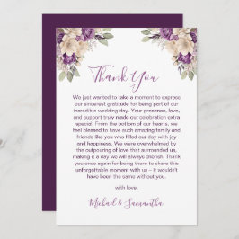 Elegantens Lila och Elfenbenskustens Bröllop Tack Kort