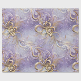 Elegantens Lila och Guld Swirled Fjäderfä Bades Presentpapper