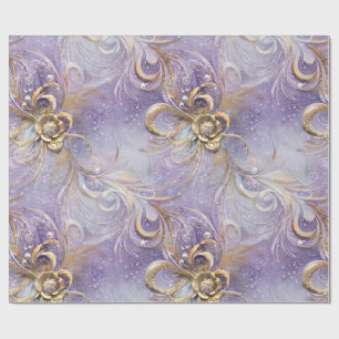 Elegantens Lila och Guld Swirled Fjäderfä Bades Presentpapper