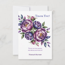 Elegantens Lila och Magenta Peony Bröllop Tack Kort