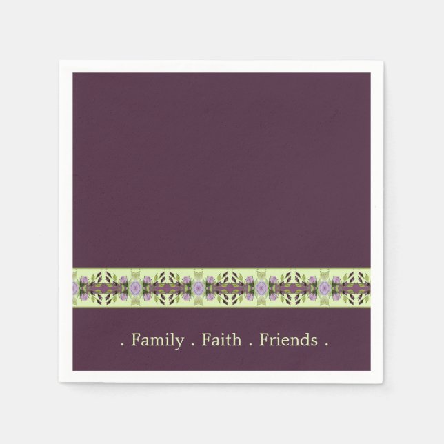 Elegantens Lila och Mauve-Blommigten Pappersservett (Framsidan)