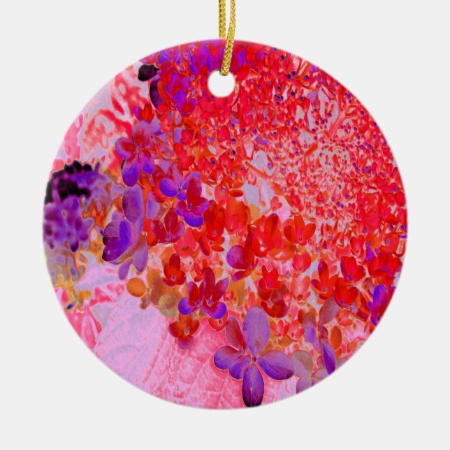 Elegantens Lila och Orange Limelight Hydrangea Julgransprydnad Keramik (Framsidan)