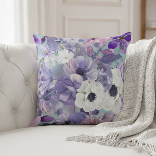 Elegantens Lila och vilda blommor och Himlar Kudde