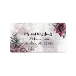 Elegantens lila, rosa och blommigt på sjön adressetikett