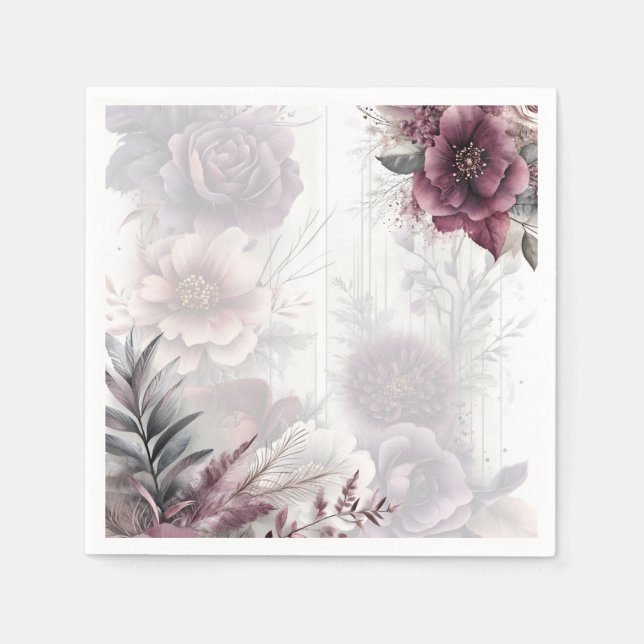 Elegantens lila, rosa och blommigt på sjön pappersservett (Framsidan)