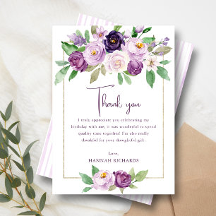 Elegantens Lila Violet Blommigt Birthday Tack Kort