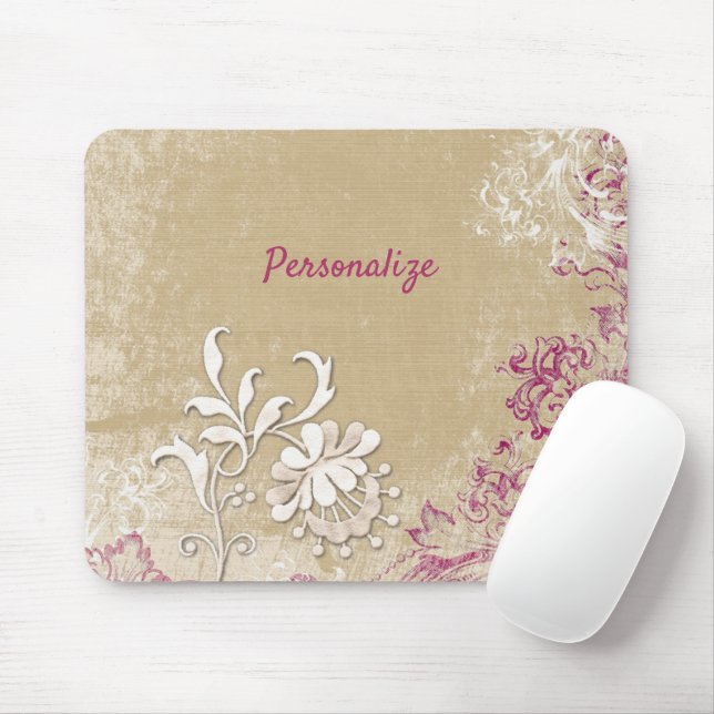 Elegantens Lila & White Fantasy Flowers Personaliz Musmatta (Med mus)