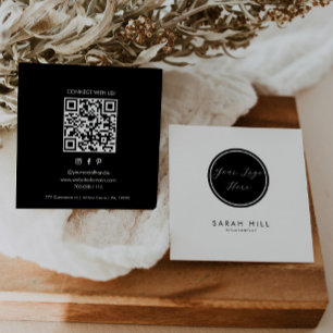 Elegantens Logotyp Formell QR-kod Fyrkantigt Visitkort