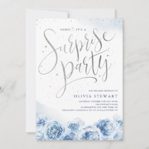 Elegantens manusskript, dammig blå blommigt, överr inbjudningar