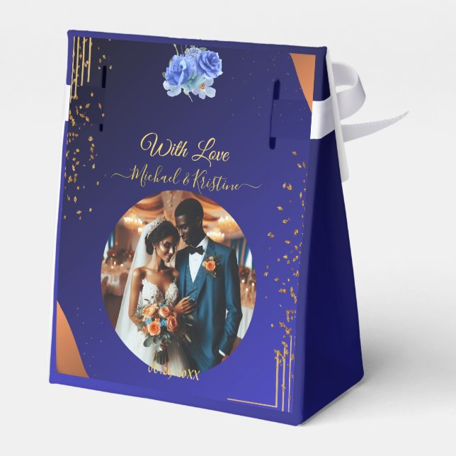 Elegantens marin och bränd Orange | Fototack Presentaskar (Baksidan Sidan)