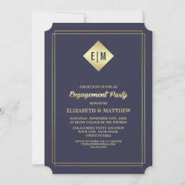 Elegantens marinblå | GULD FÖRLOVNINGSFEST Inbjudningar