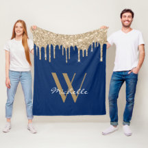 Elegantens marinblå monogram-droppning Glitter Nam