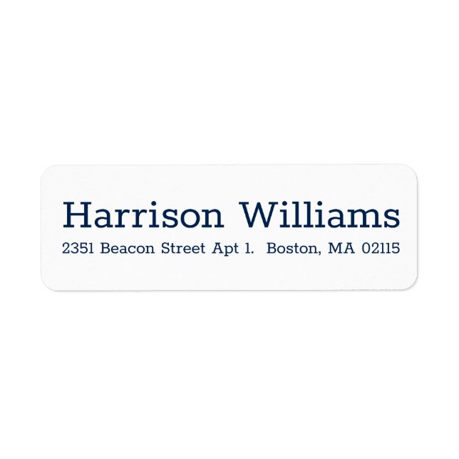 Elegantens marinblå vita Anpassningsbar Serif mode Returadress Etikett (Framsidan)