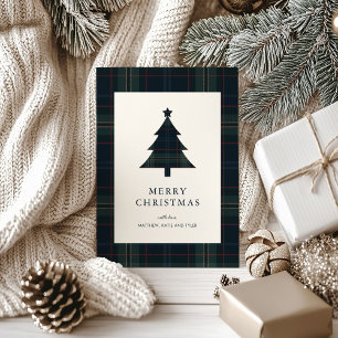 Elegantens marinblått och Grönt - jultomte Julkort