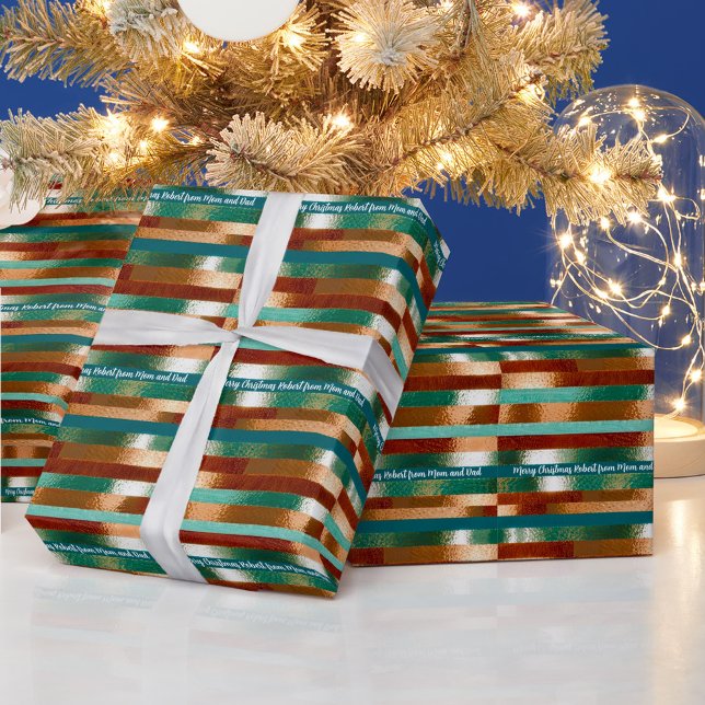 Elegantens metaliska utseende, teal, guld jul presentpapper (Skapare uppladdad)