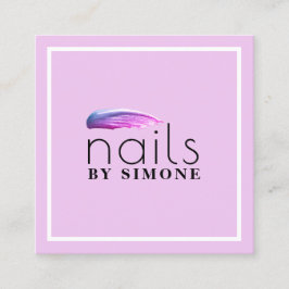 Elegantens minimala polerpenseldrag för lila nagel fyrkantigt visitkort
