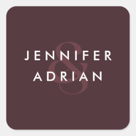 Elegantens minimala sälbrunt, Modern Bröllop-kuver Fyrkantigt Klistermärke