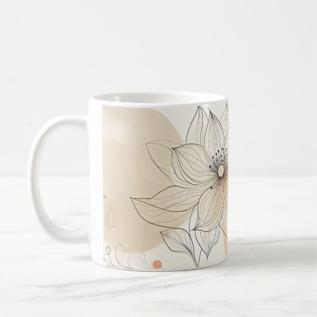 Elegantens minimalistiska Blommigt för botaniskt k Kaffemugg (Vänster)