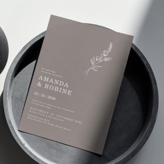 Elegantens minimalistiska Chic Löv Flower Bröllop Inbjudningar (Skapare uppladdad)