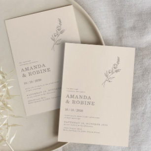 Elegantens minimalistiska Chic Löv Flower Bröllop Inbjudningar