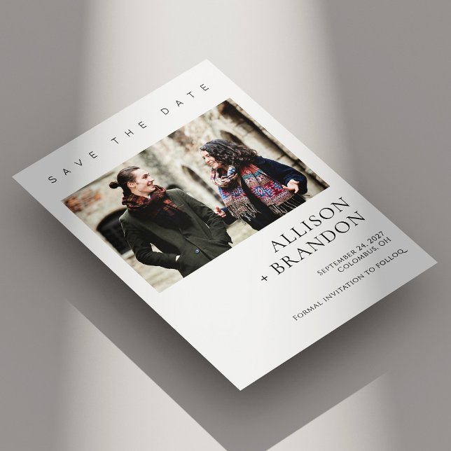 Elegantens minimalistiska foto Spara datumkort Datumet (Elegant Minimalist Photo Save the Date Card Personalized)