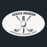 Elegantens minimalistiska Golf Monogr.. Ovalt Klistermärke<br><div class="desc">Eleganten Golf Monogram Design från Edward Eksi med minimal Anpassningsbar. Enkel modifiering av INITIALER och TEXTS efter dina behov.</div>