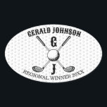 Elegantens minimalistiska Golf Monogr.. Ovalt Klistermärke<br><div class="desc">Eleganten Golf Monogram Design från Edward Eksi med minimal Anpassningsbar. Enkel modifiering av INITIALER och TEXTS efter dina behov.</div>